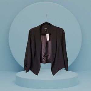 [SOLD] Ruched Sleeve Drape Blazer - Stretch Crepe Black - TORRID - Torrid 0 NWT